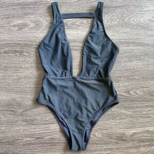 NWOT Grey Deep Cut Swimsuit